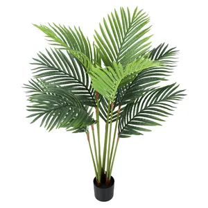 Planta de Palma tropical artificial Árbol artificial de 5 pies con decoración de maceta de plástico Planta de Palma de imitación alta para interiores y exteriores