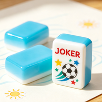 Jeu de Mahjong sur le thème du football, tuiles vert menthe à double couche, pièces de jeu en acrylique gravées au laser