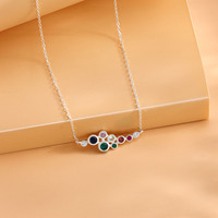 Mode 925 argent Sterling plaqué rhodium femmes pendentif collier coloré cubique zircone femmes bijoux accessoires en gros
