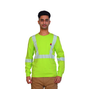 Người đàn ông của khả năng hiển thị cao làm việc Áo sơ mi Polyester Áo sơ mi với sọc phản quang huỳnh quang và nhiệt các tính năng - Product Image 1