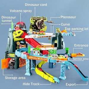 Samtoycn Escalada Eléctrica Volcán Deslizante Erupción Railcar Slot Car Vehicle Race Play Set Dinosaur Adventure con 8 Mini Cars - Product Image 5