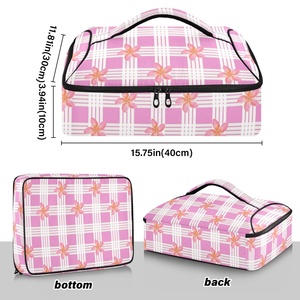 Aloha Hawaii Pink Plumeria Design Pan Holder Bag BBQ Food Storage Palaka Potluck Insulated Casserole Carrier Cooler Bag - Product Image 3
