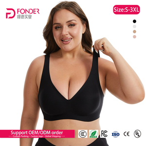 Sutiã Feminino Sem Fio Decote V Profundo Sem Costura, <span class=keywords><strong>Bralette</strong></span> Tipo Camiseta com Efeito Push-Up, Conforto Respirável para o Dia a Dia, em Malha Sólida - Product Image 1