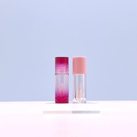 Tube rond rose pour gloss à lèvres, emballage cosmétique coloré moulé par injection, personnalisable avec des étiquettes personnalisées