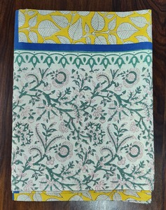 Yellow Leaf Hand Block Print <b>Tablecloth</b> Cotton Dining Table Linen Table Cover with Border for Home <b>Party</b> Restaurant - Product Image 1