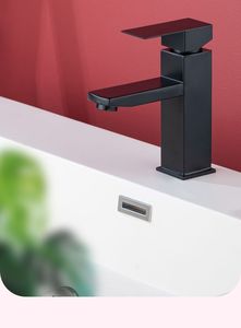 Robinet de lavabo moderne en acier inoxydable 304 à poignée unique, avec valve en céramique, noir, pour <span class=keywords><strong>eau</strong></span> chaude et froide, idéal pour la maison (vente en gros) - Product Image 3
