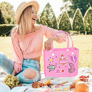 Sac à main de plage en EVA imperméable pour femmes, avec logo personnalisé, nouveau design, 3-6L, bouton, deux compartiments, sac à main de maquillage, promotions - Product Image 1