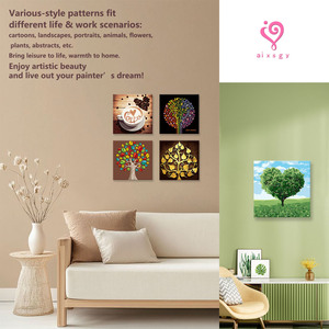 Abstract Floral <b>Canvas</b> Oil Painting DIY Kit,With Solid Wood Inner <b>Frame</b>,Eco‑Friendly Digital Print,25×25 cm - Product Image 5