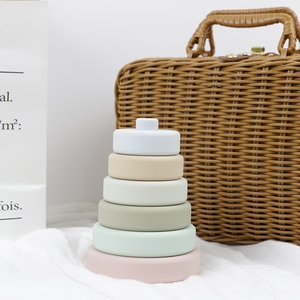 PISSEN थोक पर्यावरण के अनुकूल सीई सिलिकॉन इंद्रधनुष स्टेकर खिलौने बच्चे ढेर खिलौने सिलिकॉन इमारत ब्लॉकों स्टेकर बच्चों के खिलौने - Product Image 3