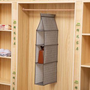 Penderie pliable en non-tissé imprimé au design classique, sac de rangement suspendu 50L, respirant et portable pour vêtements - Product Image 5