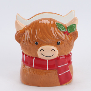 Taza <span class=keywords><strong>de</strong></span> Café <span class=keywords><strong>de</strong></span> Cerámica con Diseño <span class=keywords><strong>de</strong></span> Vaca Highland 3D con Bufanda Roja, Taza <span class=keywords><strong>de</strong></span> Té con Leche Pintada a Mano con Forma <span class=keywords><strong>de</strong></span> Animal para Regalos con Temática Escocesa - Product Image 3