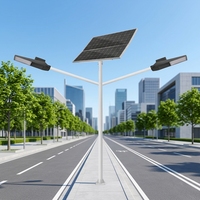 Lampu Jalan Tenaga Surya JKCSOLAR Tipe Split Double Arm IP66 Lampu Jalan LED Tahan Air untuk Luar Ruangan dengan Panel Surya