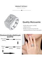 Bague de Fiançailles et de Cérémonie en Argent Sterling 925 avec Moissanite 1 Carat pour Homme et Femme, Collection Fine Joaillerie Étoile Deluxe