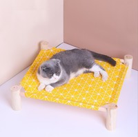 Petit nid de chat en bois quatre saisons lit de camp pour animaux de compagnie respirant avec motif animal non lavé paquet d'hiver chat chien litière tapis boîte