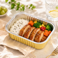 Barquette alimentaire jetable en aluminium doré 520 ml 162x112 mm individuelle pour plats principaux à emporter et aliments chauds – Vente en gros