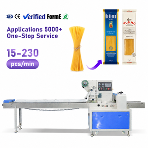 Food Grade Horizontal Pillow Bag Flow Pack Machine for Frozen Dumplings Noodles Pasta Pizza Meat Sausage Packaging - Product Image 1