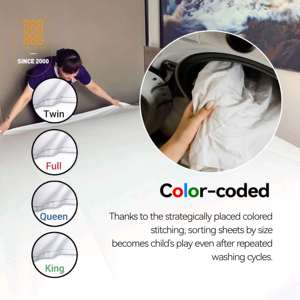 Juego de Ropa de Cama de Lujo de 5 Estrellas, Polialgodón T300, Blanco Liso, Duradero, Lavable 300 Veces, Sábana Plana, <span class=keywords><strong>Funda</strong></span> de Almohada, <span class=keywords><strong>Funda</strong></span> Nórdica - Product Image 3