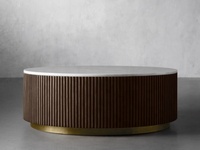 HJ HOME Nouvel arrivage de meubles de salon italiens de luxe Table basse ronde avec dessus en marbre et cadre en bois