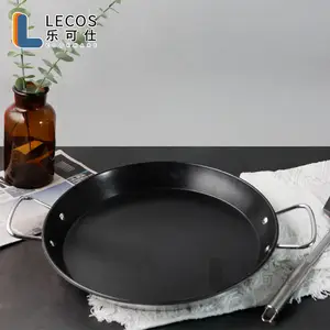 Eco-Friendly Black Non-Stick Spanish Seafood Pasta Paella Pan Induction Cooking Frying Pan with Steel Handles