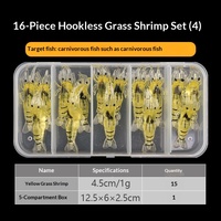 Lot de leurres souples artificiels en gros : petites crevettes artificielles et crevettes lumineuses imitées avec hameçon simulé pour la pêche à la traîne