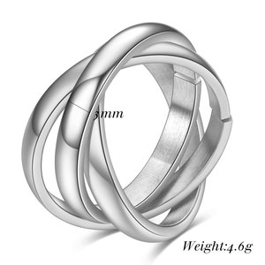 Anillo de Acero Inoxidable de Tres Colores, Diseño Geométrico de 3 mm, Joyería de Compromiso Unisex - Product Image 5