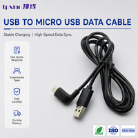 Câble USB vers Micro USB personnalisé à angle droit de 90 degrés pour la synchronisation des données et la charge rapide des téléphones mobiles, tablettes et appareils photo Android