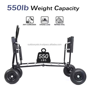 Chariot de plage pliable 4 roues Shopping Wagon de pêche pliable chariot robuste gonflable plage roues poche de rangement 550 - Product Image 5