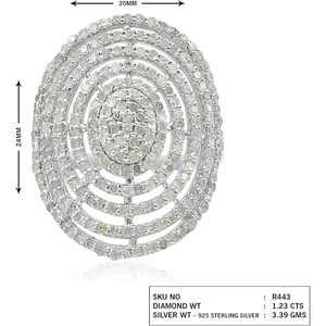 Anillo de compromiso Jewelspaark de plata de ley con diamante de 1,23 quilates, corte redondo brillante, color G, talla 10 de EE. UU. para mujer - Product Image 4