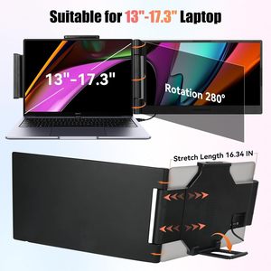Moniteur portable USB-C/HDMI de 17 pouces avec rotation à 280°, écran LED IPS 1080P, extension d'écran pour ordinateurs portables de 13 à 17,3 pouces - Product Image 5