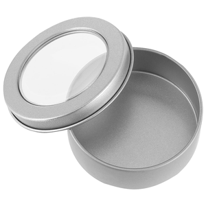 Boîte en métal cylindrique en fer blanc : Conteneur de stockage hermétique avec fenêtre - Product Image 1