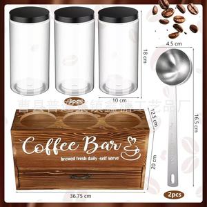 Wooden Coffee Storage Rack With Drawer Airtight Container For Coffee <b>Beans</b> Tea <b>Bags</b> Kitchen Desktop Organizer Retro Color - Product Image 5