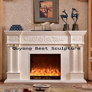 Cheminée en pierre <span class=keywords><strong>Mentel</strong></span> Cheminée classique en marbre blanc avec sculpture de fantaisie - Product Image 4