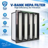 Filter Udara HEPA V Bank Kompak Industri Pasokan Pabrik untuk Ventilasi HVAC Ruang Bersih