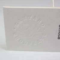 Carte de visite personnalisée haut de gamme en papier coton blanc épais avec logo débossé transparent, emballage pour l'identité de marque