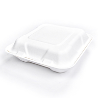 Sunzza-contenedor de papel biodegradable desechable personalizado, caja de almuerzo de comida rápida, 6x6, concha de azúcar, caña de azúcar, bagazo, hamburguesa
