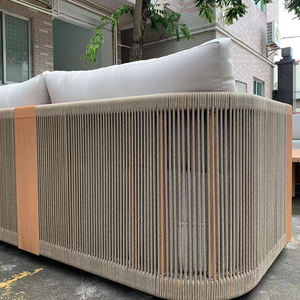 مجموعات صالة على الطراز الفاخر أريكة عصرية من خشب الساج للحديقة مكونة من حبل خشب الساج - Product Image 6