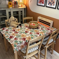 Nappe carrée en tissu jacquard floral tissé sur mesure, polyester/coton, anti-salissure, style moderne, tapisserie pour la maison et les fêtes, vente en gros