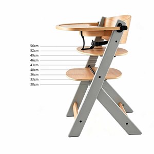 Chaise haute en bois personnalisée avec plateau - Chaise haute réglable et convertible pour bébés et tout-petits - Bois naturel résistant à l'eau - Product Image 5