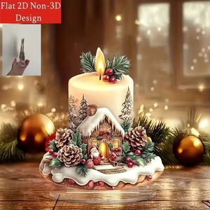 Wholesale <b>Christmas</b> Acrylic Atmosphere <b>Decoration</b> Signboard <b>Small</b> House Shape Candle Desktop Ornament - Product Image 3