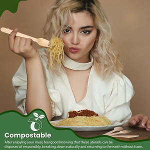Natural Eco-friendly Biodegradable Disposable <b>Wooden</b> <b>Cutlery</b> Includes Spoon Fork Knife - Product Image 6