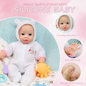 Poupée Bébé Reborn en Silicone Platine Corps Entier de 13 Pouces, Haute Simulation, Lavable, Mignonne, Jouet Réaliste, Nouveau-né Garçon - Product Image 2
