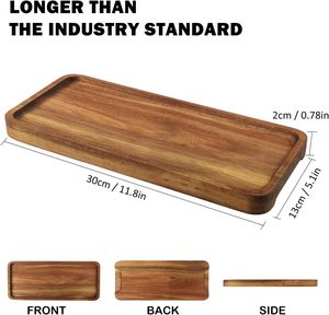 Plateau en bois d'acacia de 11,8 pouces en gros – Ensemble de 3 assiettes rectangulaires artisanales - Product Image 2