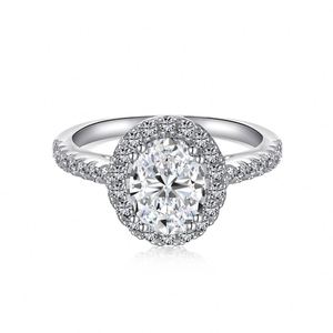 Dylam Shiny Top Jewelry 925 Sterling Silver 5A <b>CZ</b> Small Stone 1.2ct Oval D VVS1 Moissanite Main Stone Bridal Engage Women <b>Rings</b> - Product Image 1