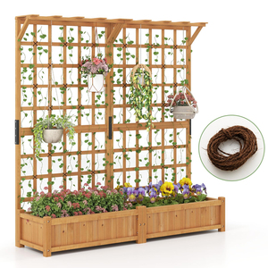Letto da giardino rialzato <span class=keywords><strong>con</strong></span> fioriera <span class=keywords><strong>in</strong></span> <span class=keywords><strong>legno</strong></span> a <span class=keywords><strong>traliccio</strong></span> w 2 pensili da giardino <span class=keywords><strong>con</strong></span> pensile da giardino <span class=keywords><strong>con</strong></span> piastra amovibile - Product Image 2