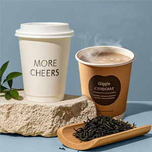 Vasos de Papel Kraft para Bebidas Calientes de 500 ml, 10 oz, 12 oz, 16 oz, Desechables, de Pared Simple/Doble, con Logotipo Impreso Personalizado, Tapa de 90 mm, Bronceado - Product Image 6