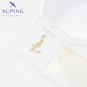 45984 XUPING Gioielli Ciondolo Lettera <span class=keywords><strong>L</strong></span> Placcato Oro, <span class=keywords><strong>Charm</strong></span> Iniziale Minimalista per Collana Fai-da-Te - Product Image 1