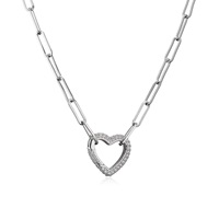 Chaîne trombone micro-incrustée de zircon en forme de cœur, plaquée laiton or 18 carats, universelle pour breloques DIY
