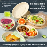 Boîte à salade et bol ovale jetables en pulpe de canne à sucre, biodégradables, compatibles micro-ondes, style moderne et minimaliste, Shandong