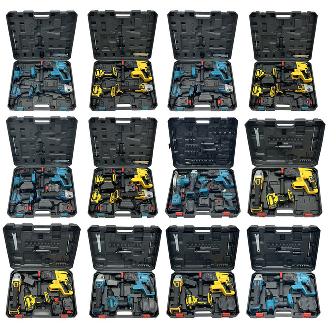Brushless 4-piece Set, High-power Multi-functional Rechargeable Lithium Battery Power Tool Set for Makita and Dewalt