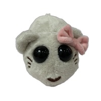 Peluche populaire du hamster triste avec bouton poussoir intégré pour faire un meme, avec de grands yeux et un nœud rose